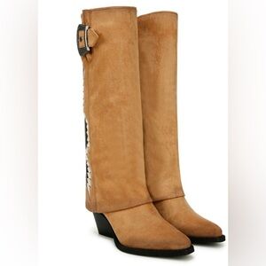Zodiac Western Boot Faux Suede Caramel size 7